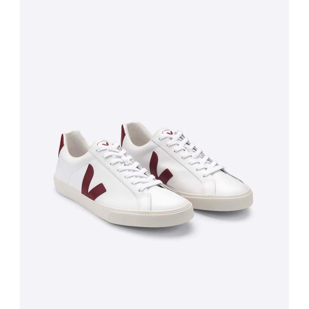 Veja ESPLAR LEATHER Sneakers Dames White/Red | BE 620JPQ